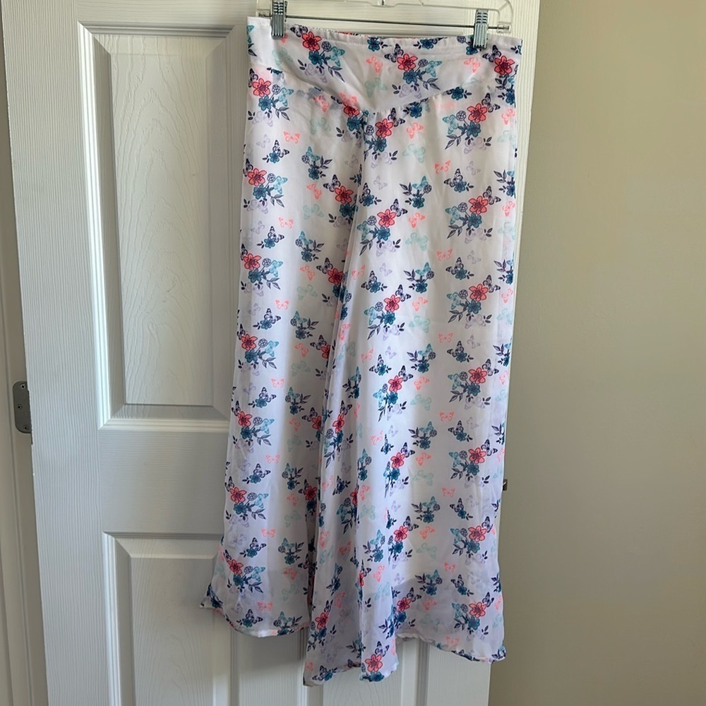 🔥White BoHo floral, print paint skirt size small stretch waist - Picture 2 of 11